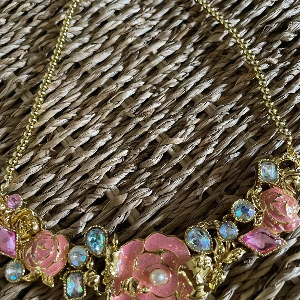 Disney Belle Gold Jeweled Kids Necklace